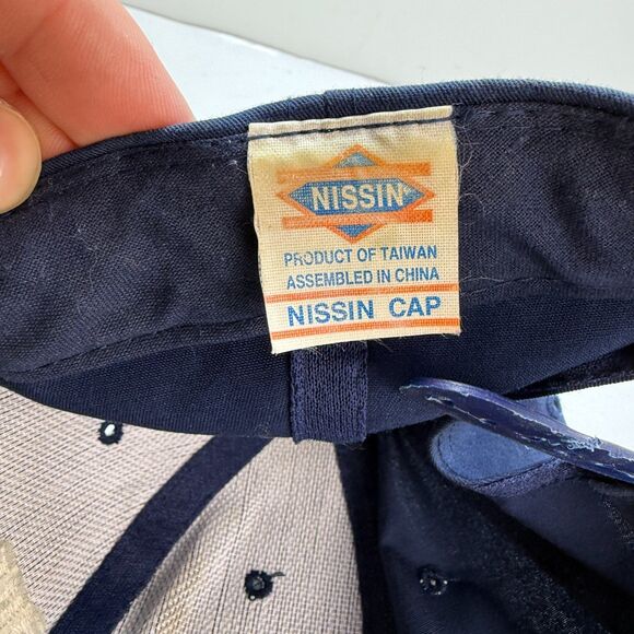 Vintage 80s Snapback Red Raiders Wolf Hat Adjustable Blue Logo Nissin Cap - Picture 10 of 10